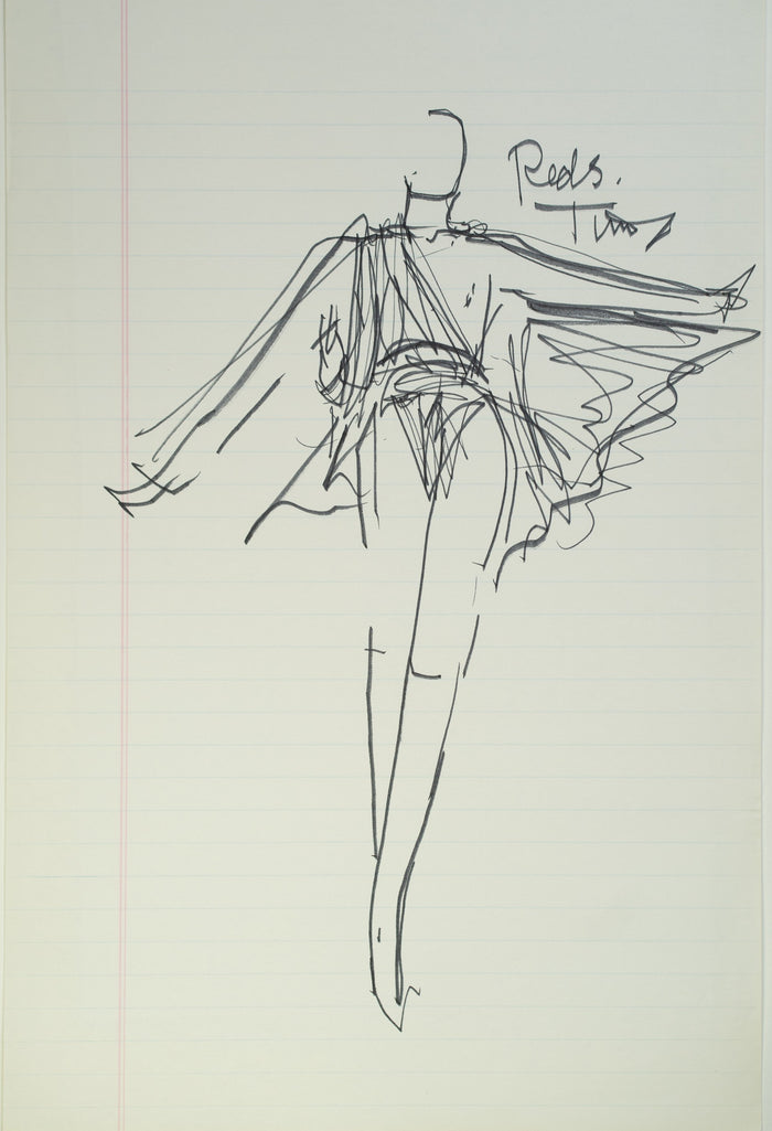 Original Halston pen sketch, product number 00214