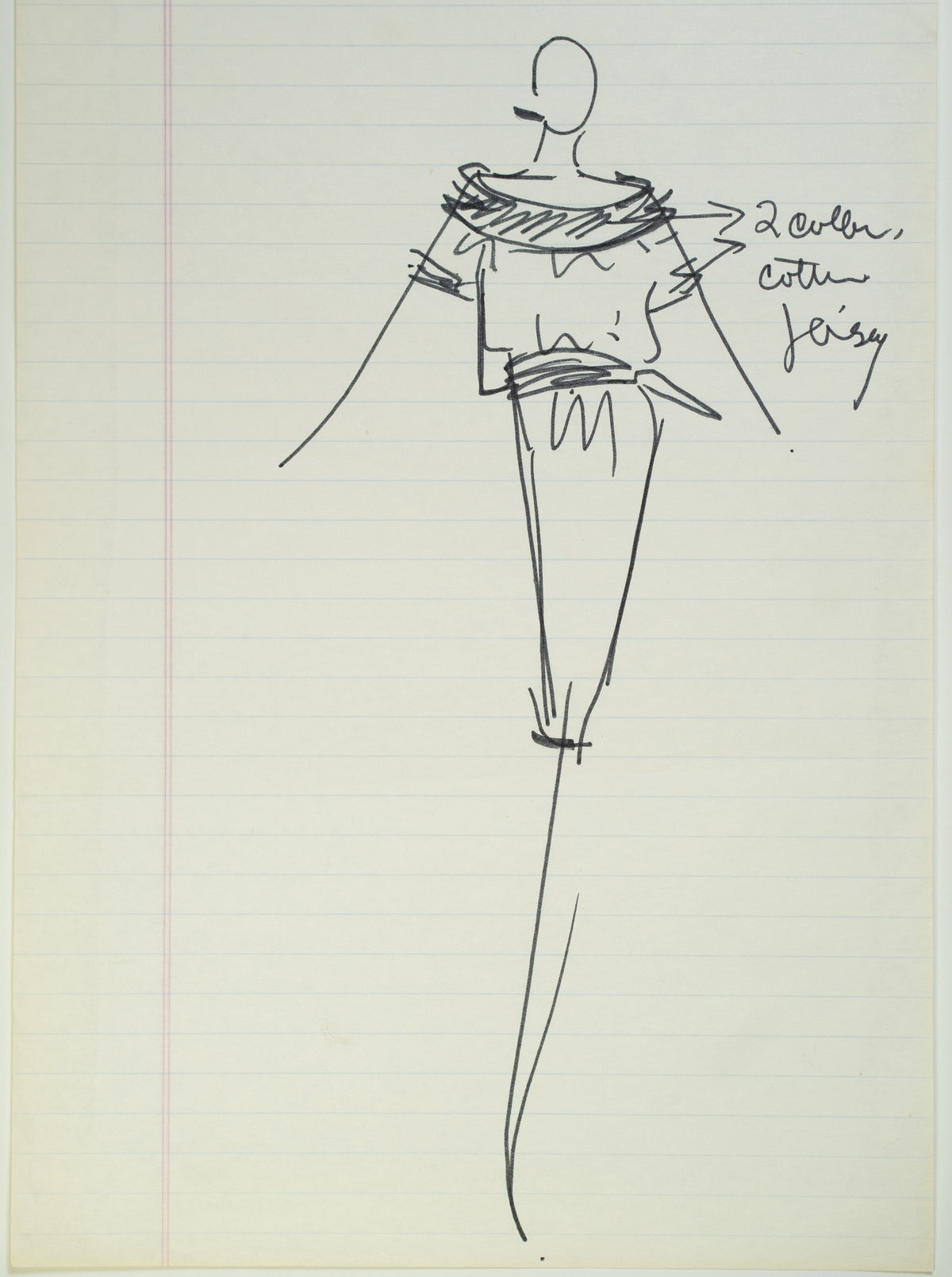 Original Halston pen sketch, product number 00219