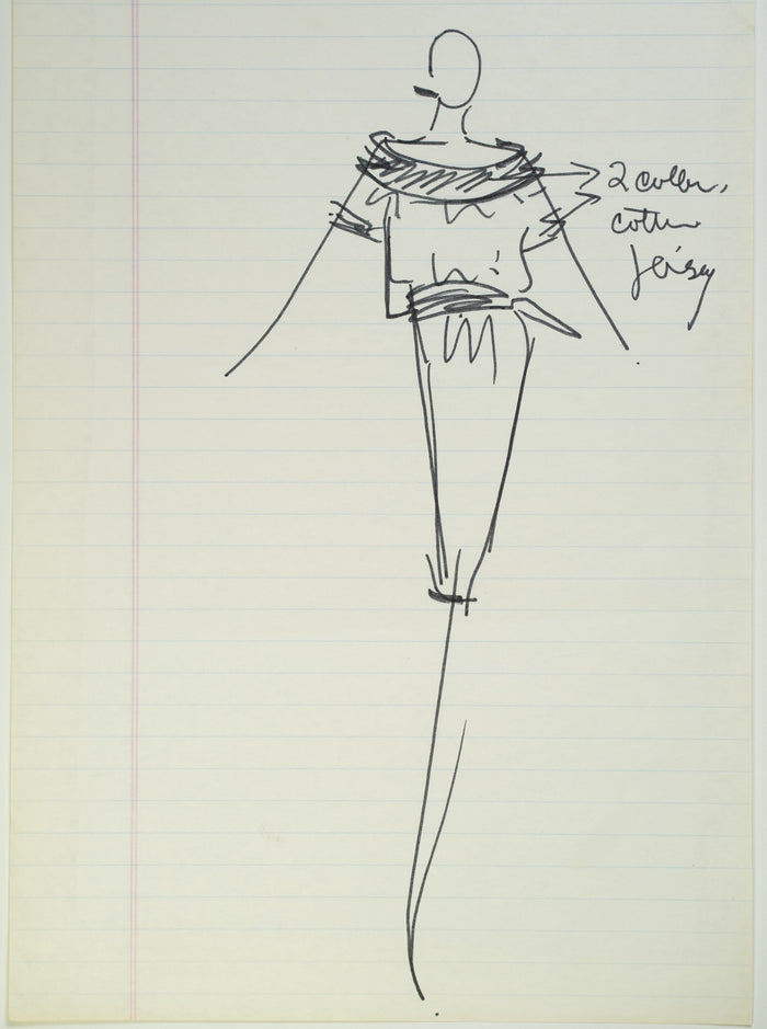 Original Halston pen sketch, product number 00219