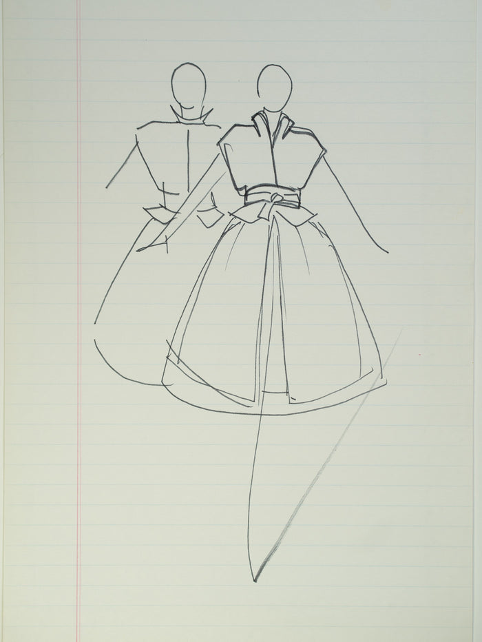 Original Halston pen sketch, product number 00226