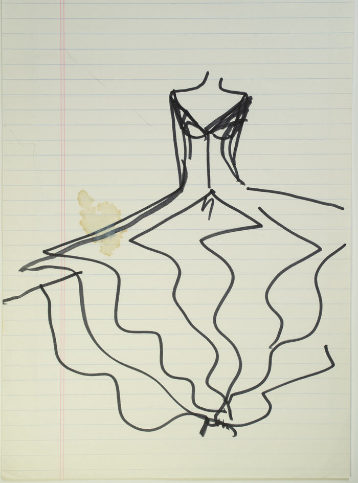 Original Halston pen sketch, product number 00253