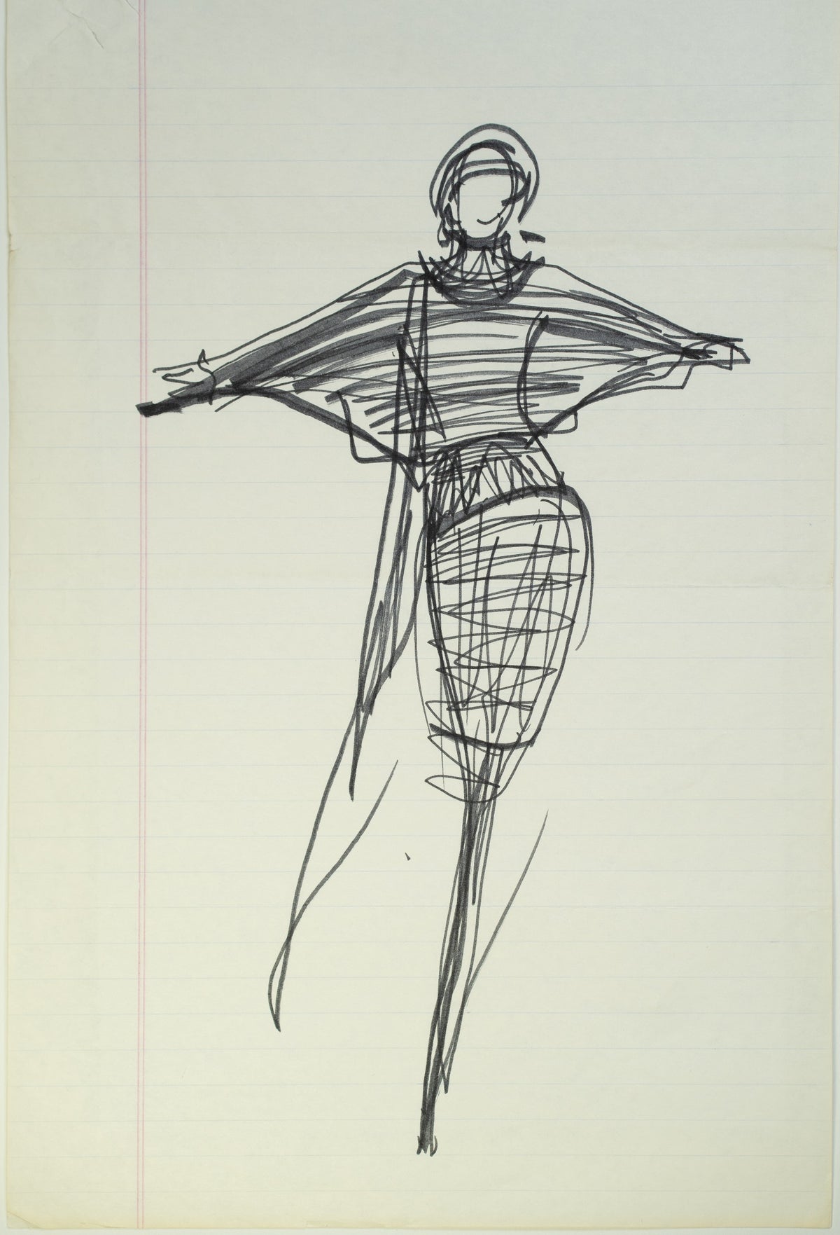 Original Halston pen sketch, product number 00256