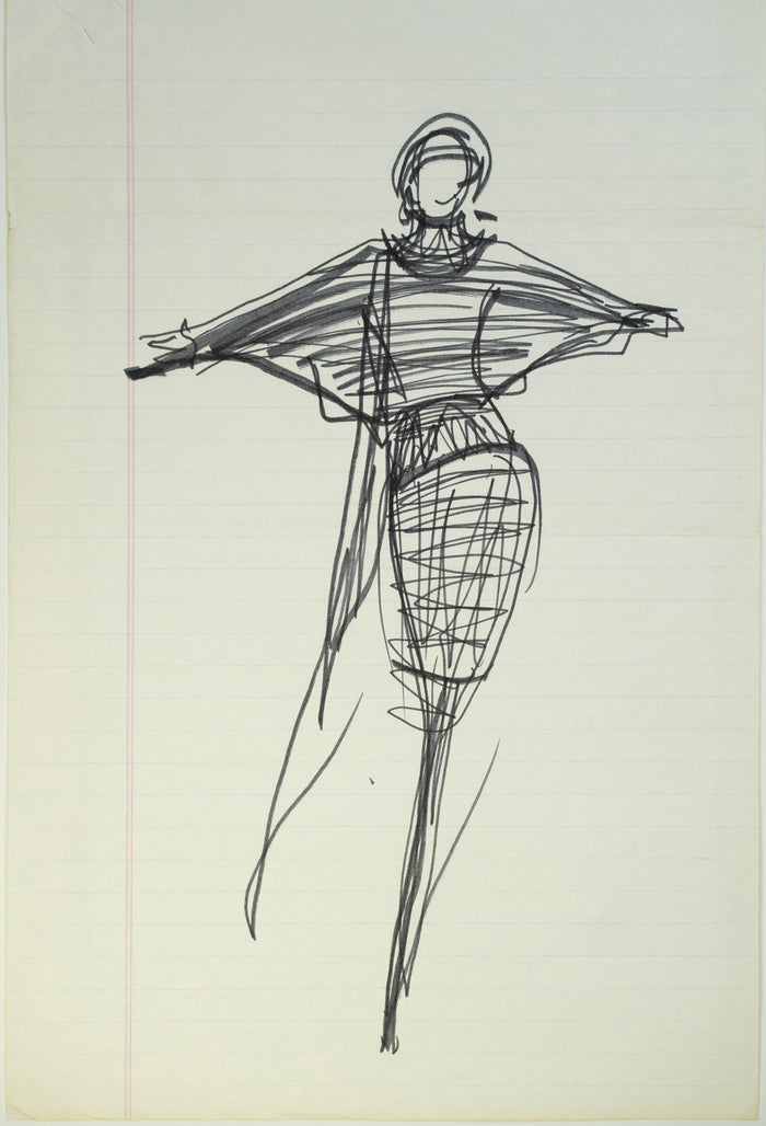 Original Halston pen sketch, product number 00256