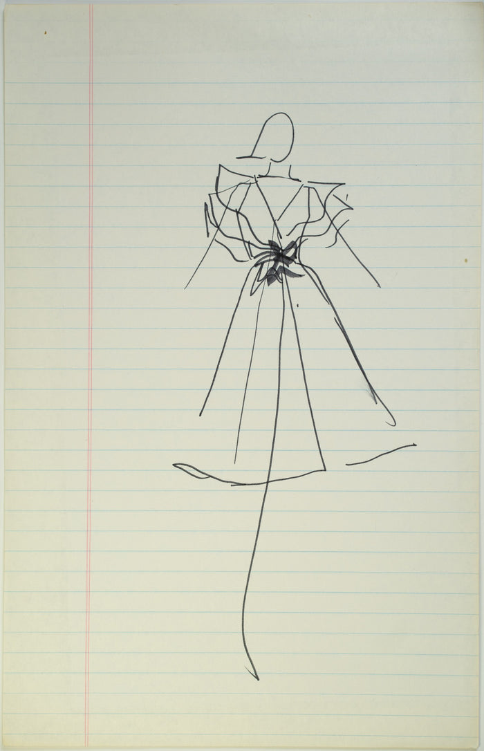 Original Halston pen sketch, product number 00260