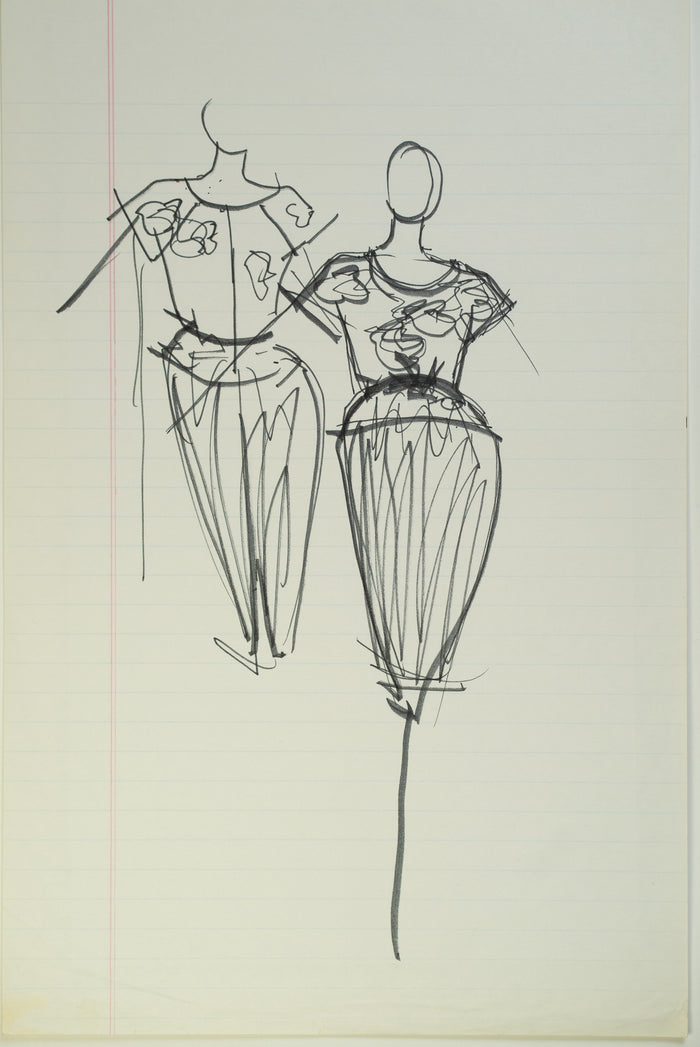 Original Halston pen sketch, product number 00283