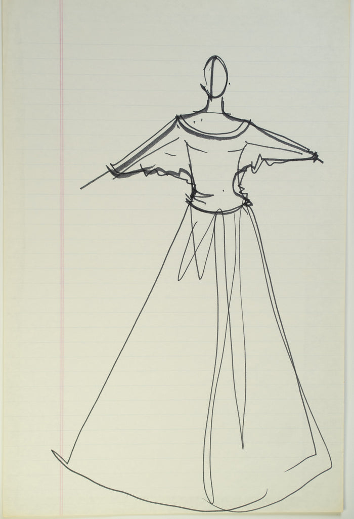 Original Halston pen sketch, product number 00302