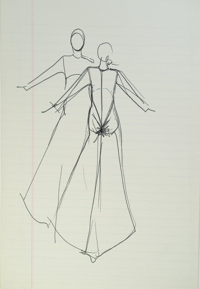 Original Halston pen sketch, product number 00321