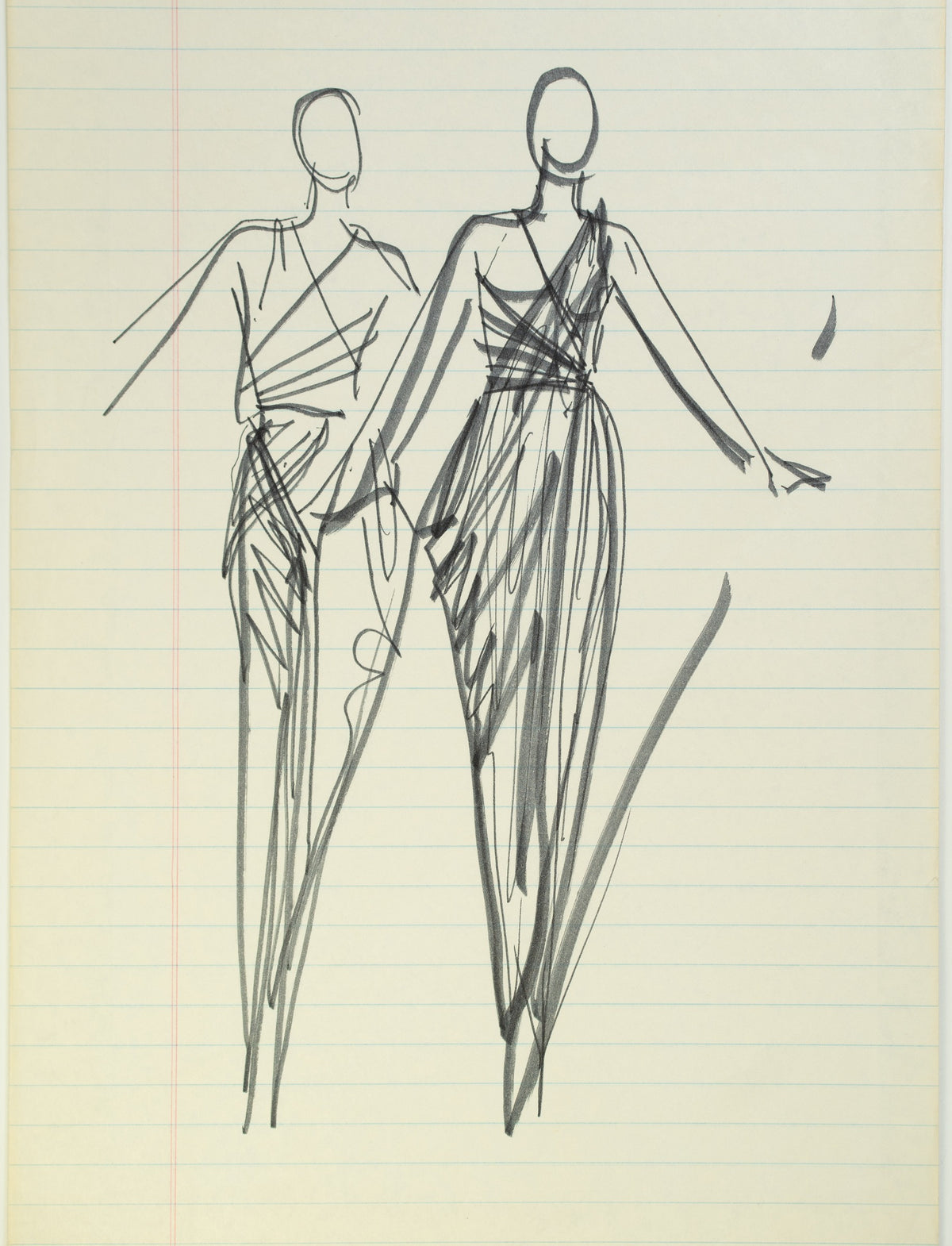 Original Halston pen sketch, product number 00323