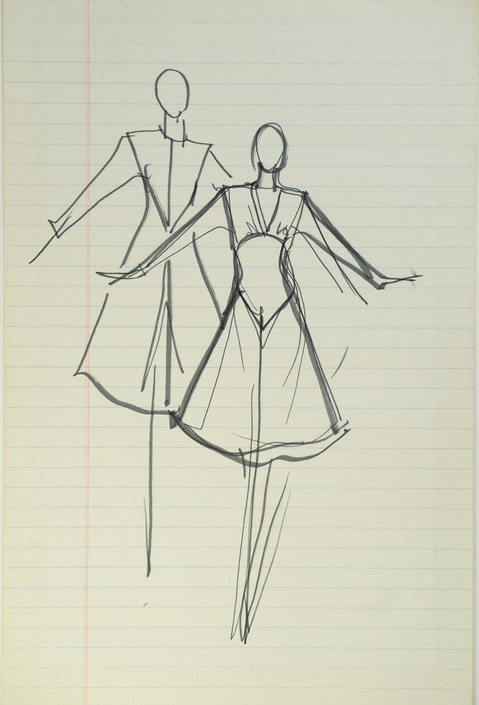 Original Halston pen sketch, product number 00339