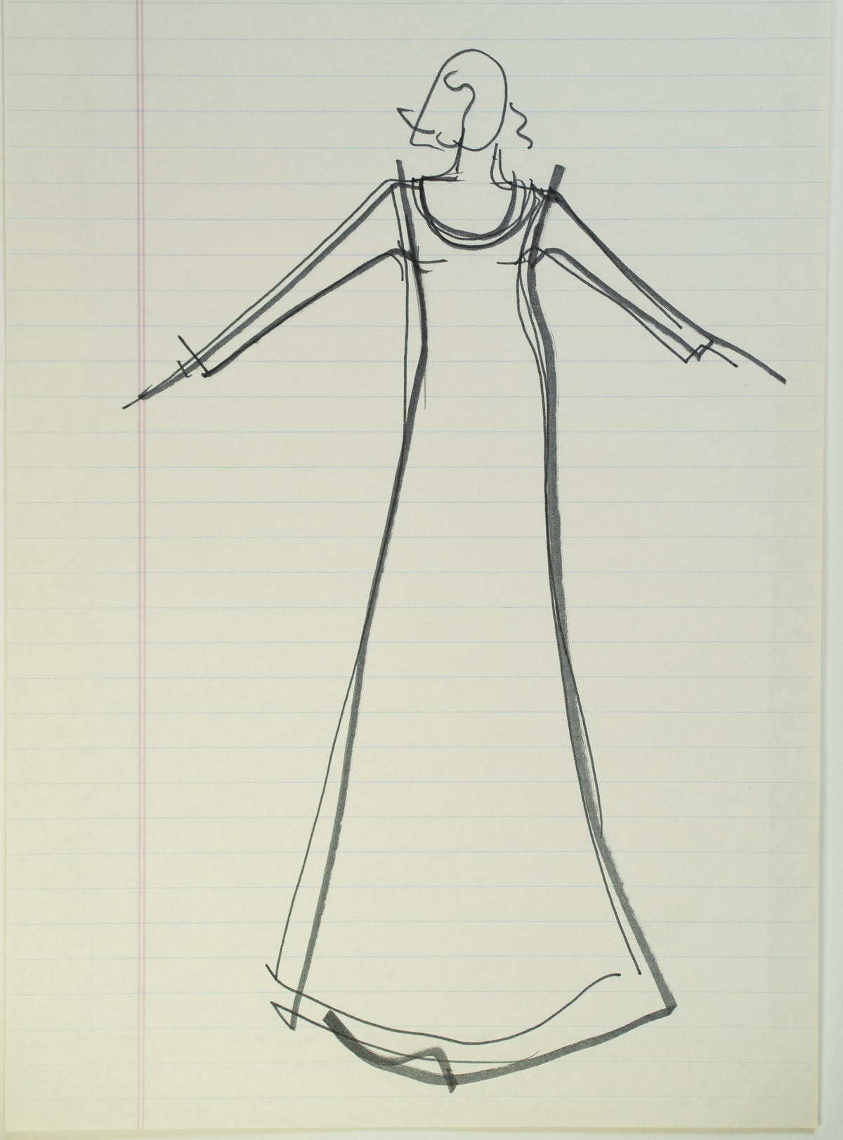 Original Halston pen sketch, product number 00340