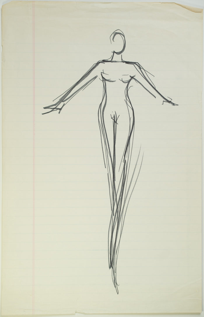 Original Halston pen sketch, product number 00347