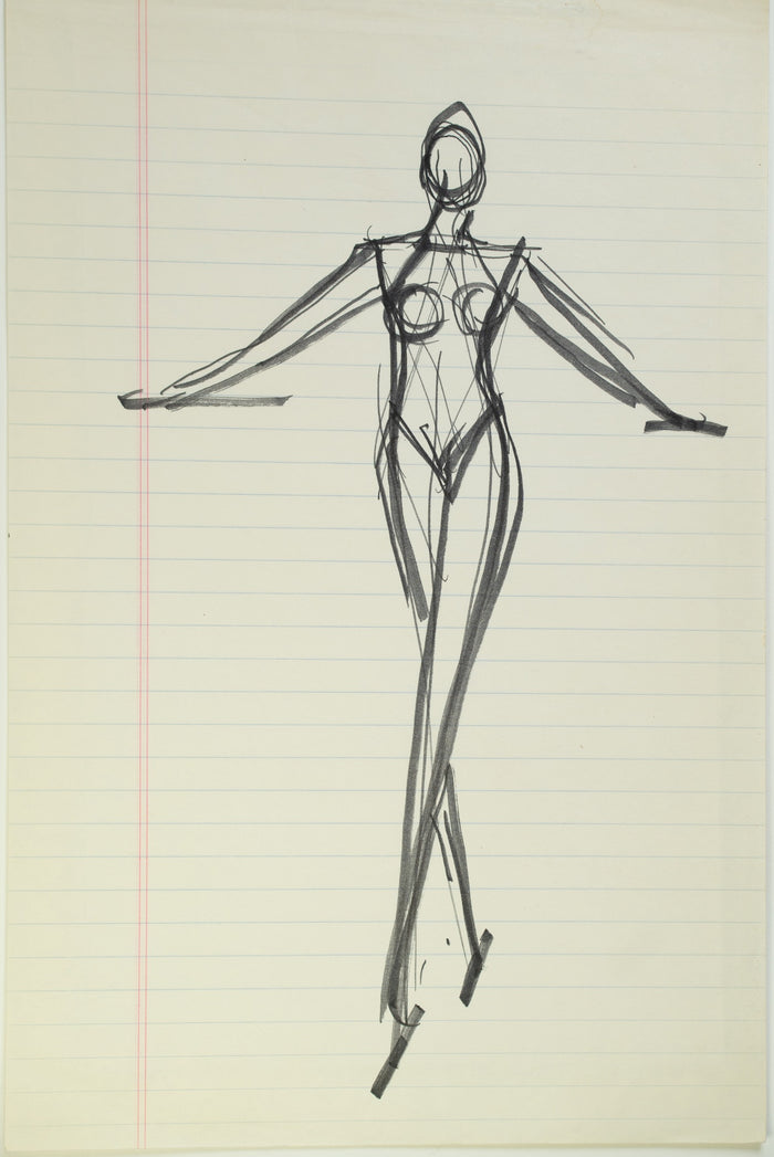 Original Halston pen sketch, product number 00348