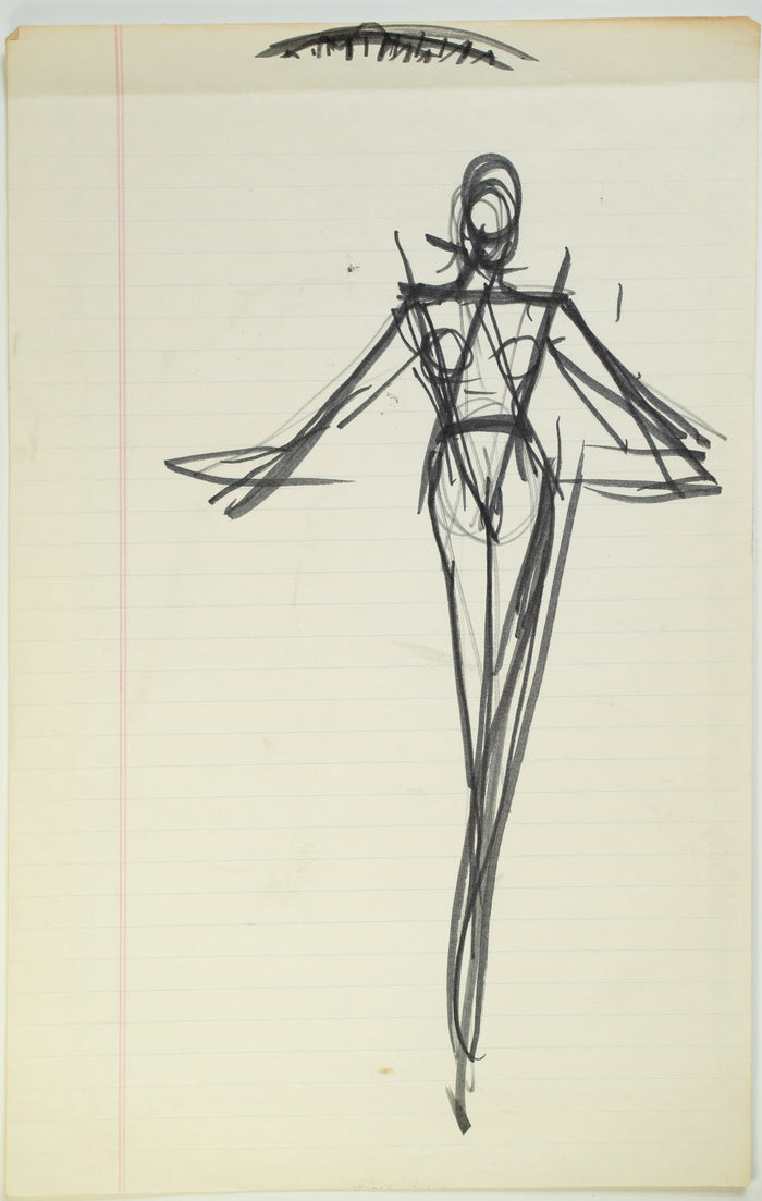 Original Halston pen sketch, product number 00356