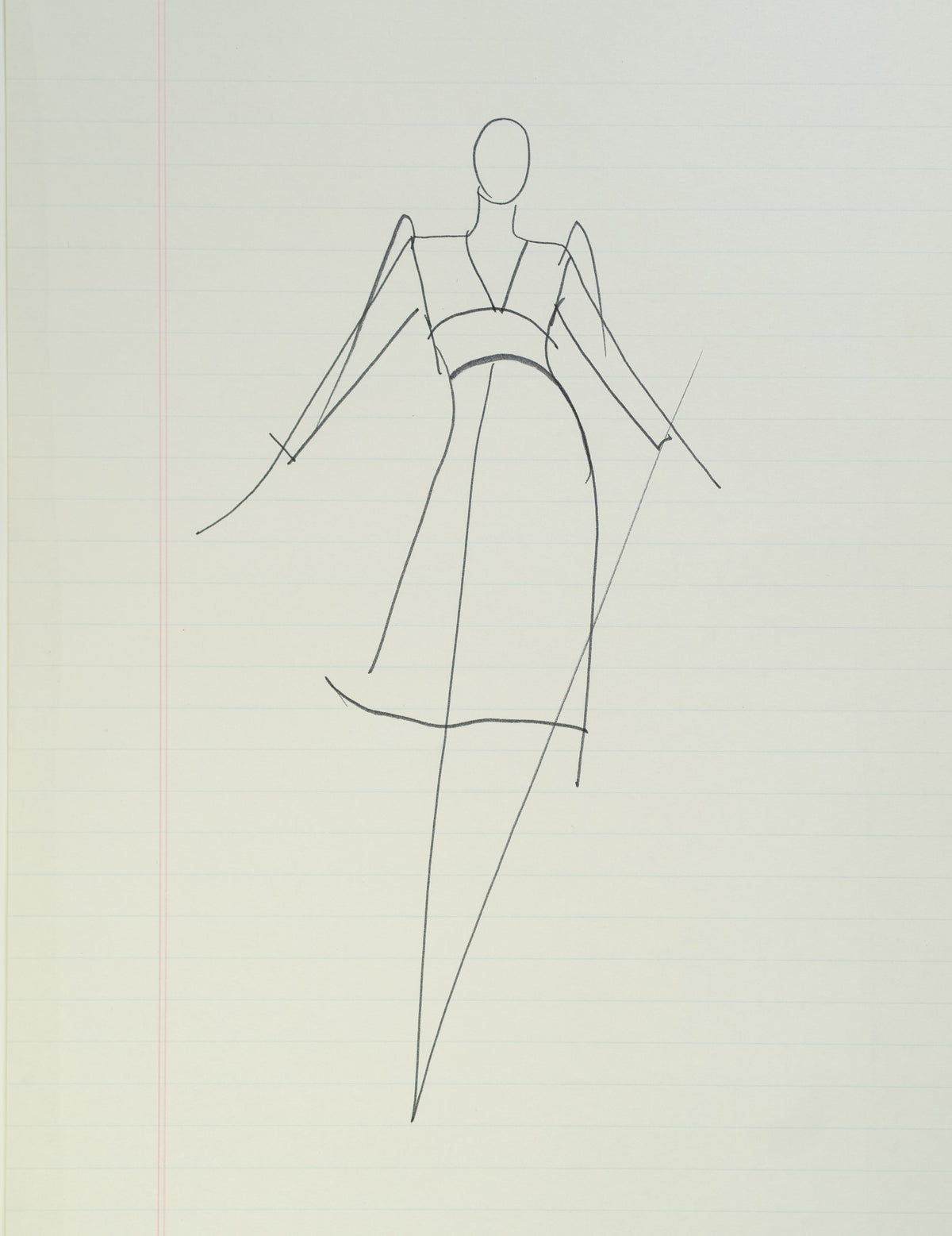 Original Halston pen sketch, product number 00360