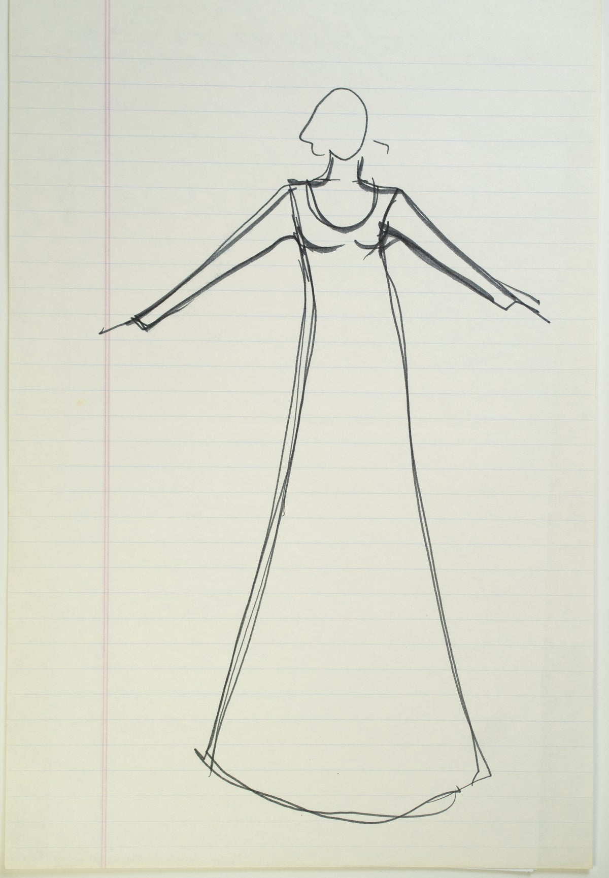 Original Halston pen sketch, product number 00372