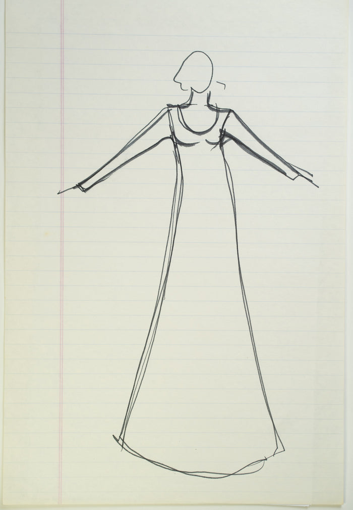 Original Halston pen sketch, product number 00372