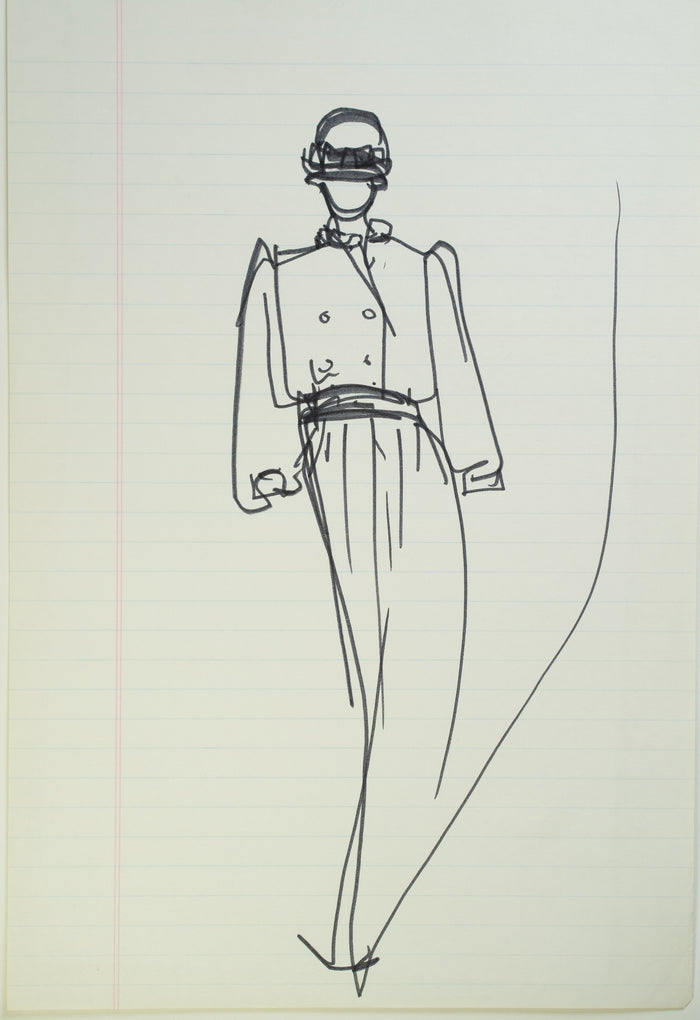 Original Halston pen sketch, product number 00375