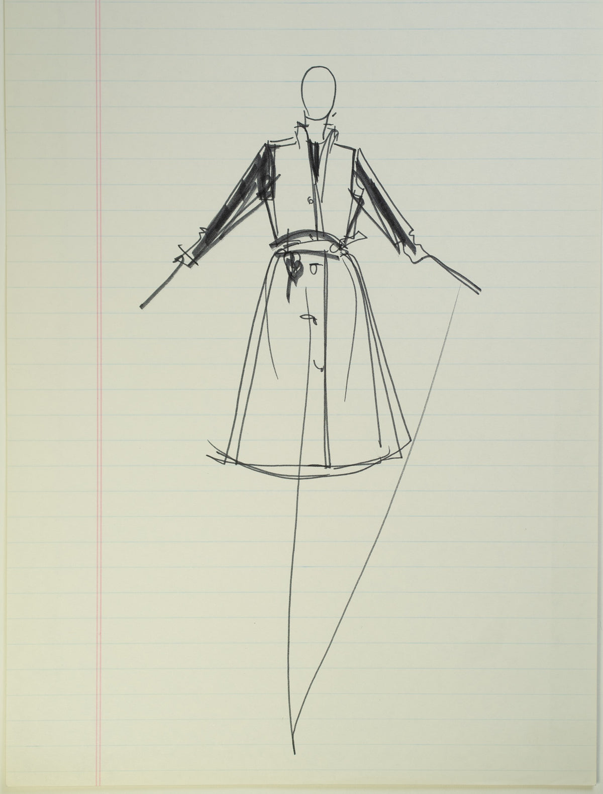 Original Halston pen sketch, product number 00402