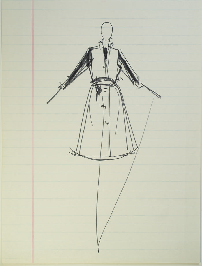 Original Halston pen sketch, product number 00402